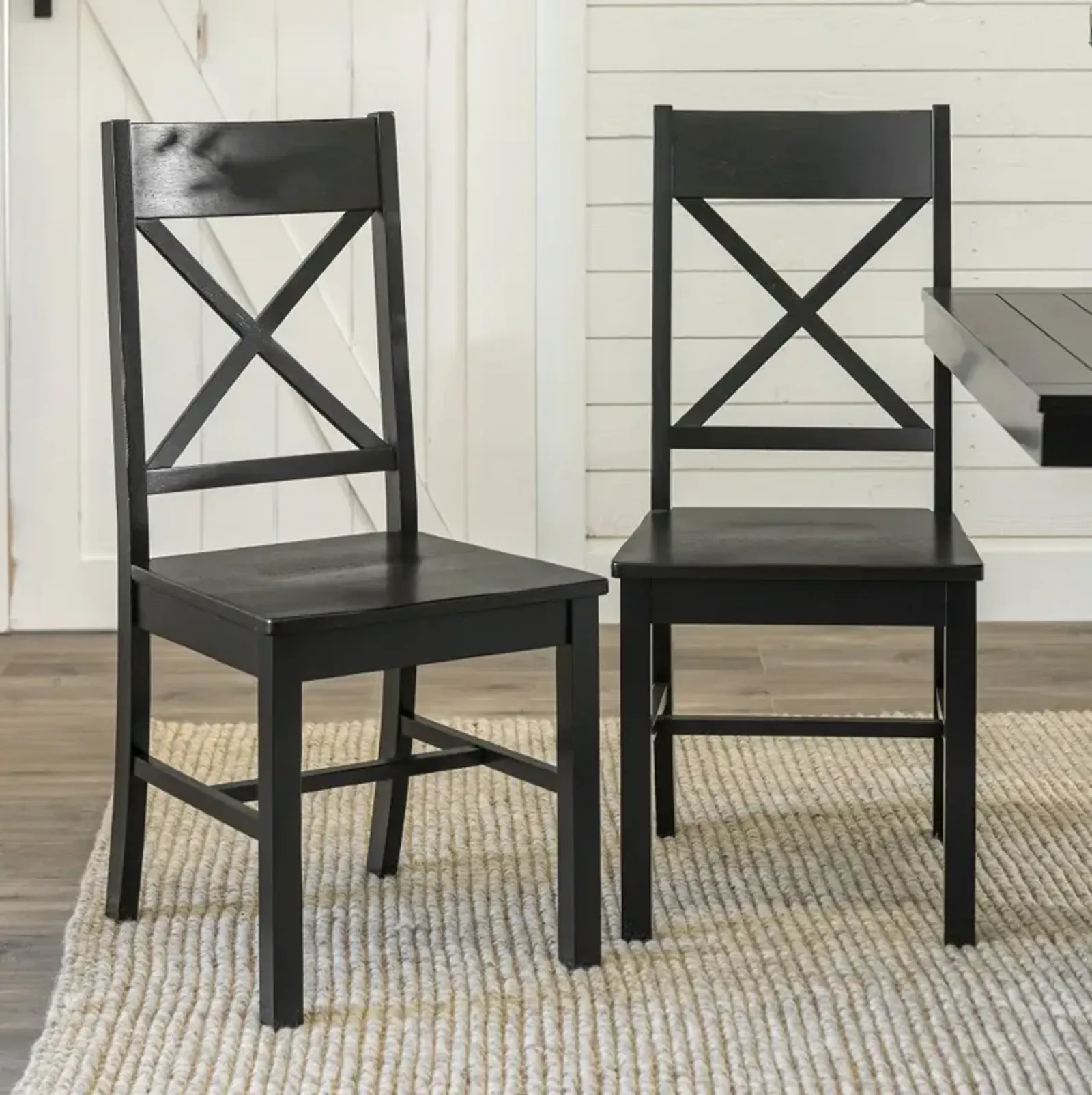 Millwright Antique Black Dining Room Chairs, Set of 2 - Walker Edison