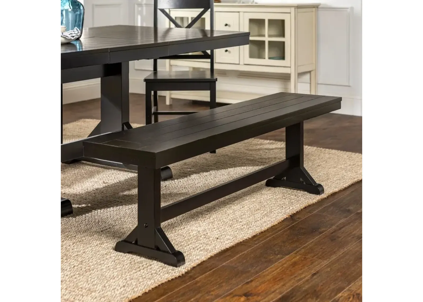 Millwright Rustic Black Wood Dining Bench - Walker Edison