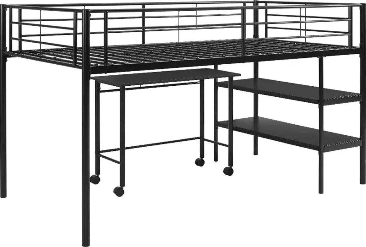 Contemporary Black Twin Low Loft Bed - Walker Edison