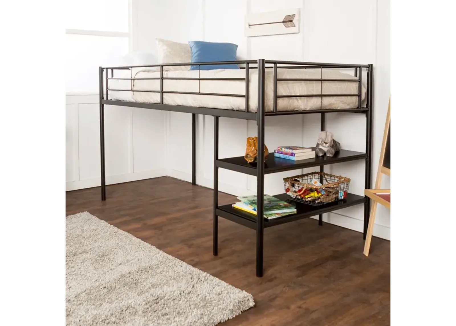 Contemporary Black Twin Low Loft Bed - Walker Edison