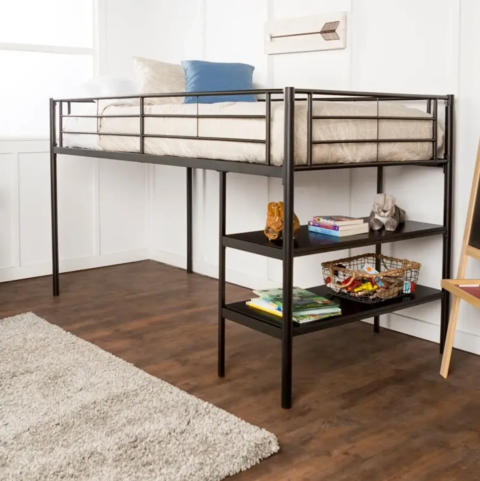 Contemporary Black Twin Low Loft Bed - Walker Edison