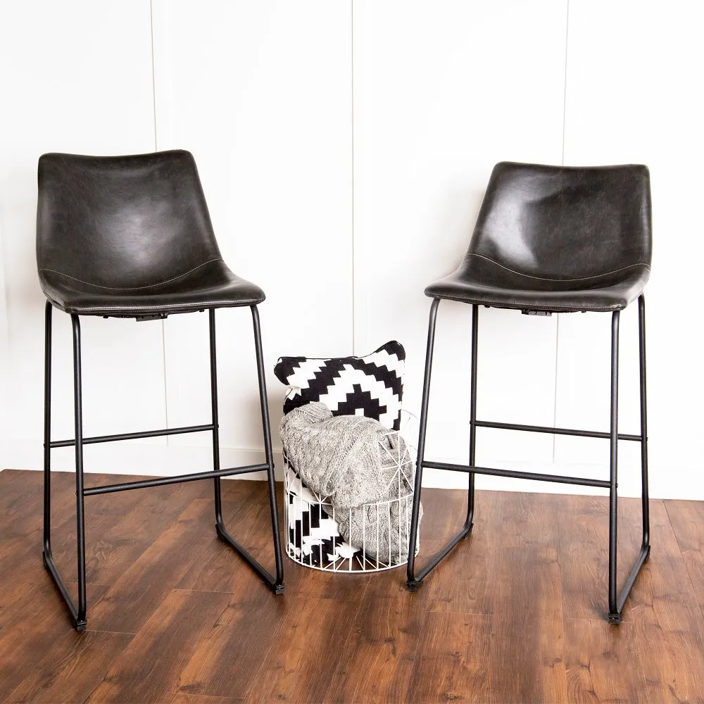 Slope Black Bar Height Stool, Set of 2