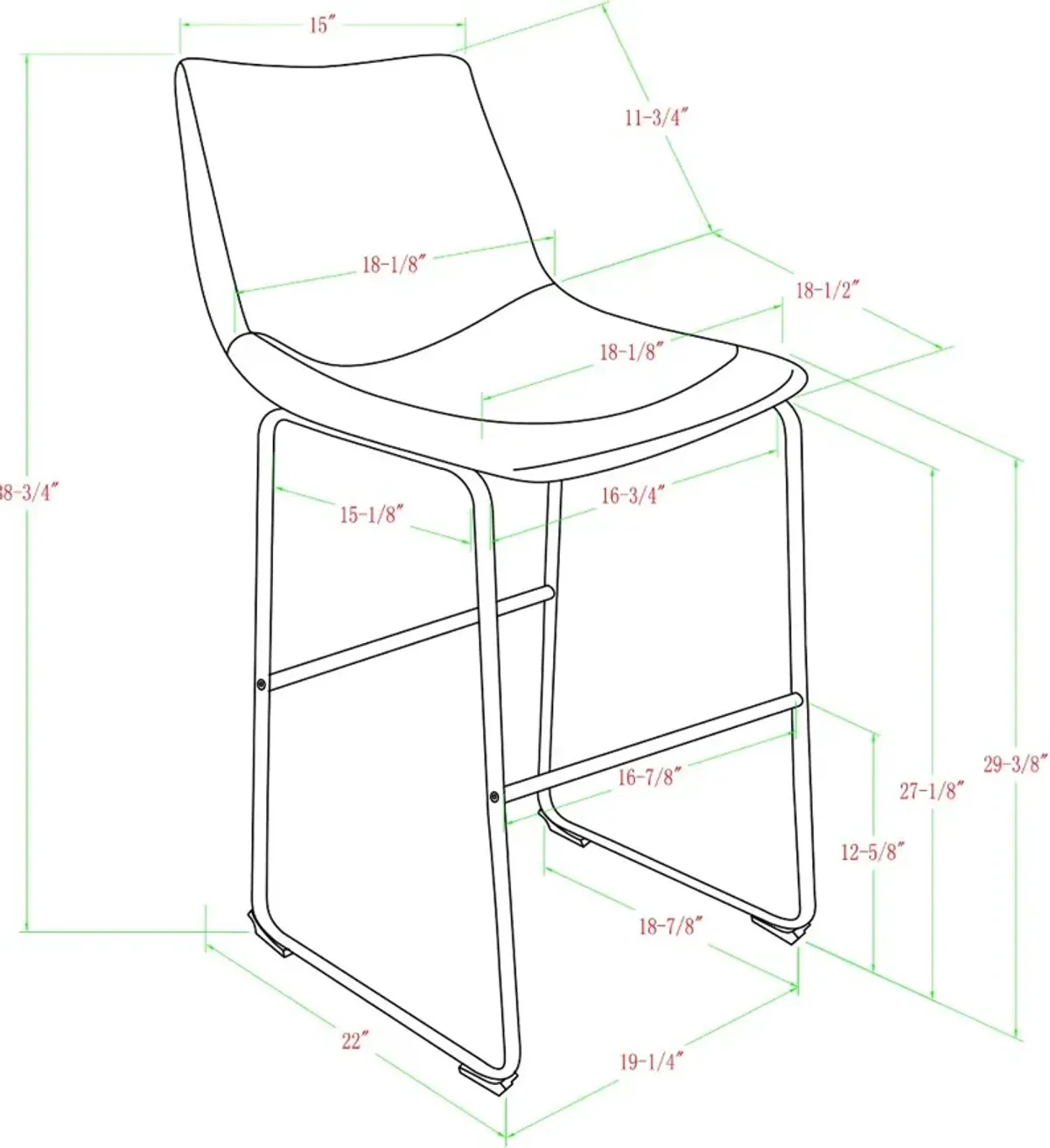 Slope Black Bar Height Stool, Set of 2