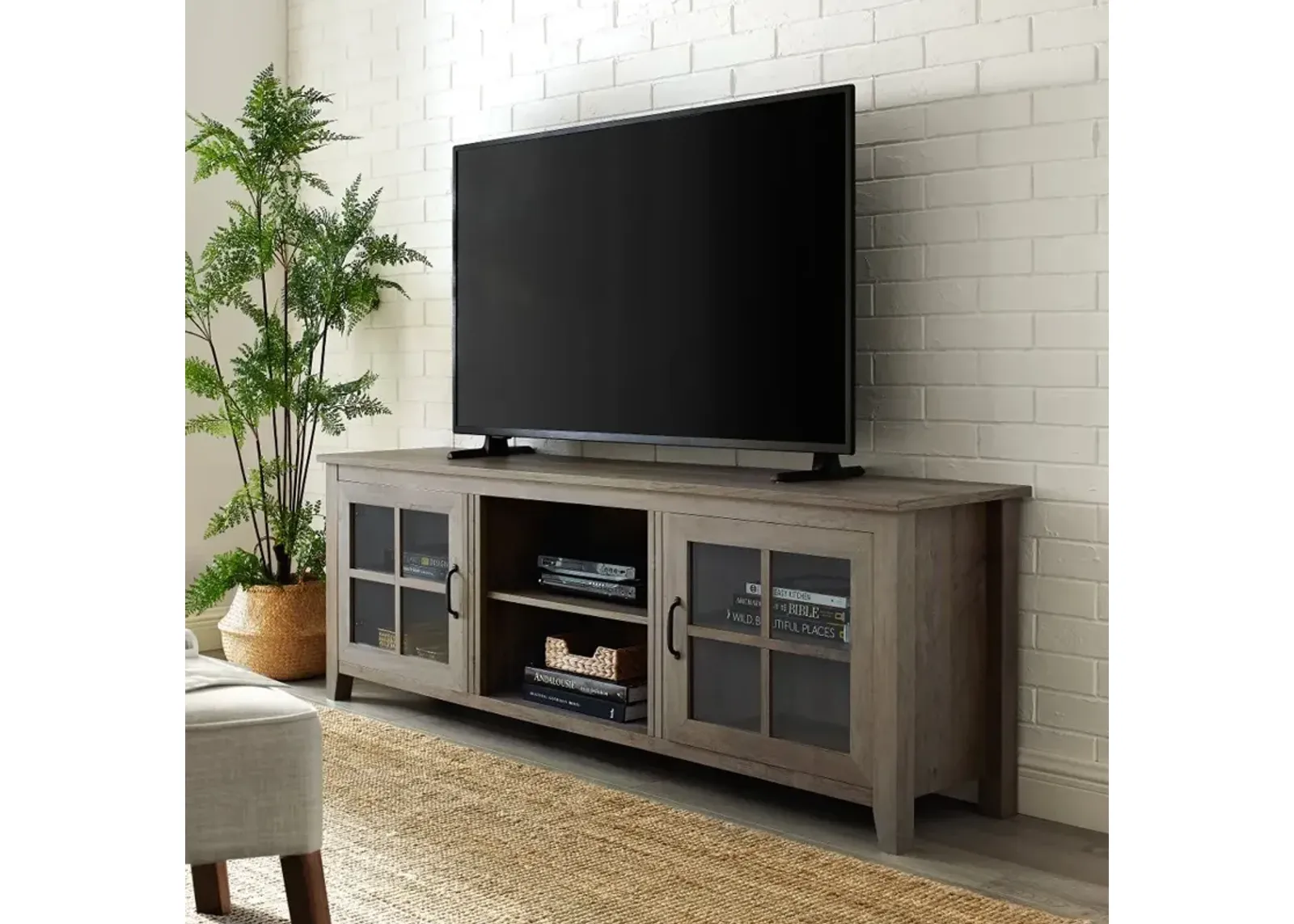 Fallon Gray Wash 70 Inch Wood TV Stand - Walker Edison