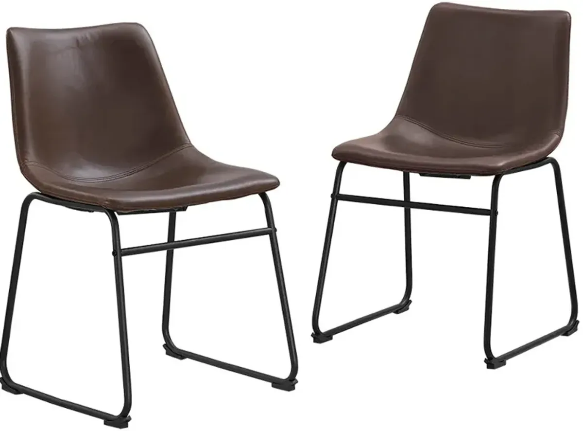 Saddles Brown Dining Room Chair, Set of 2 - Walker Edison