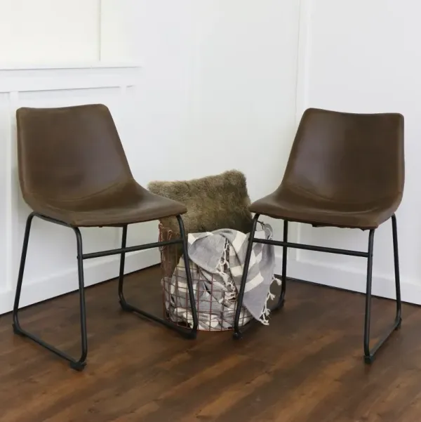 Saddles Brown Dining Room Chair, Set of 2 - Walker Edison