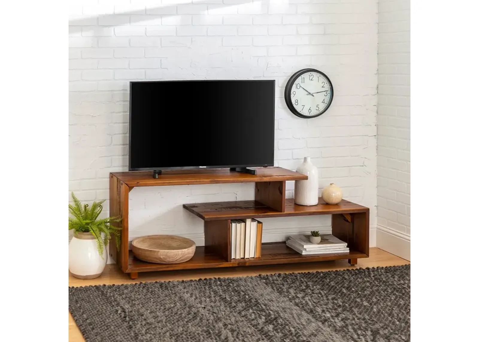 Amber 60 Inch Rustic Modern Solid Wood TV Stand - Walker Edison