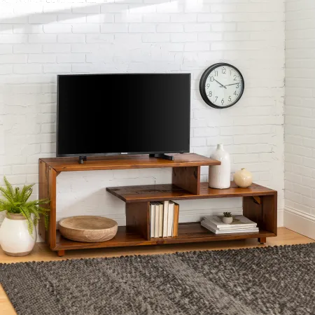 Amber 60 Inch Rustic Modern Solid Wood TV Stand - Walker Edison