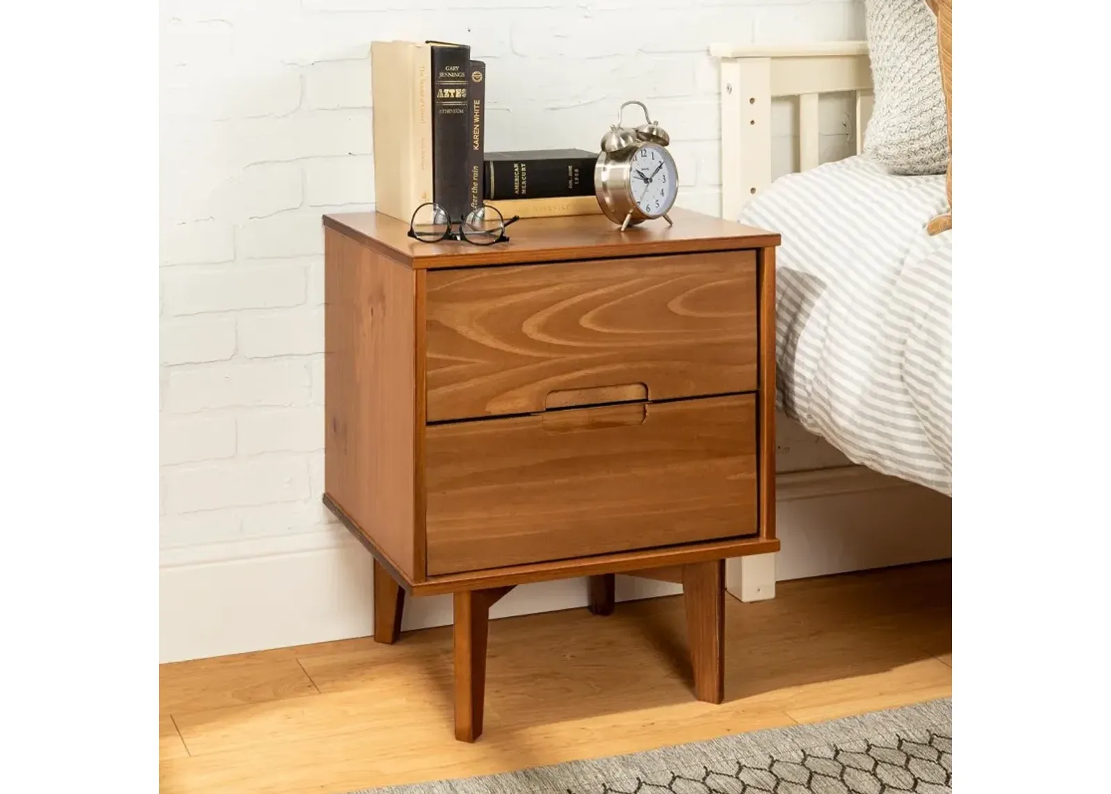 Sloane Mid-Century Modern Caramel Brown Nightstand - Walker Edison