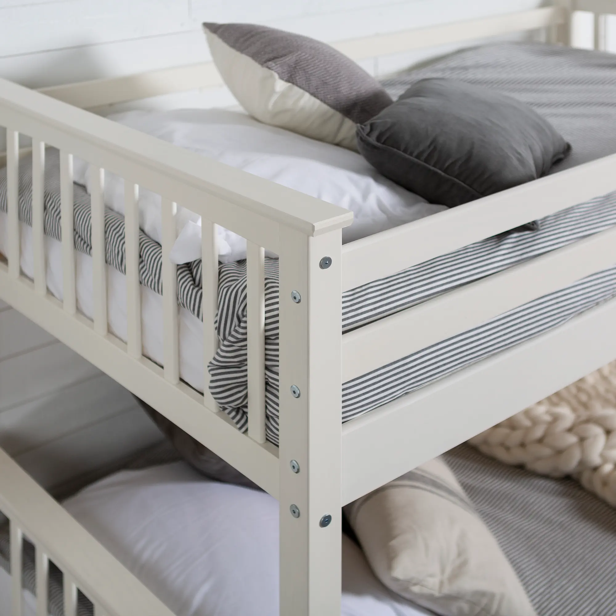 Mission White Twin-over-Twin Bunk Bed - Walker Edison