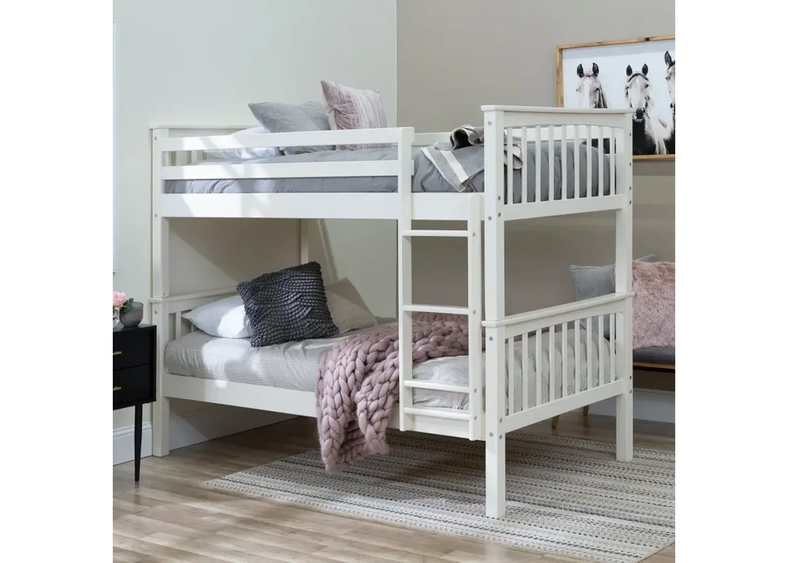 Mission White Twin-over-Twin Bunk Bed - Walker Edison