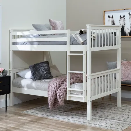 Mission White Twin-over-Twin Bunk Bed - Walker Edison