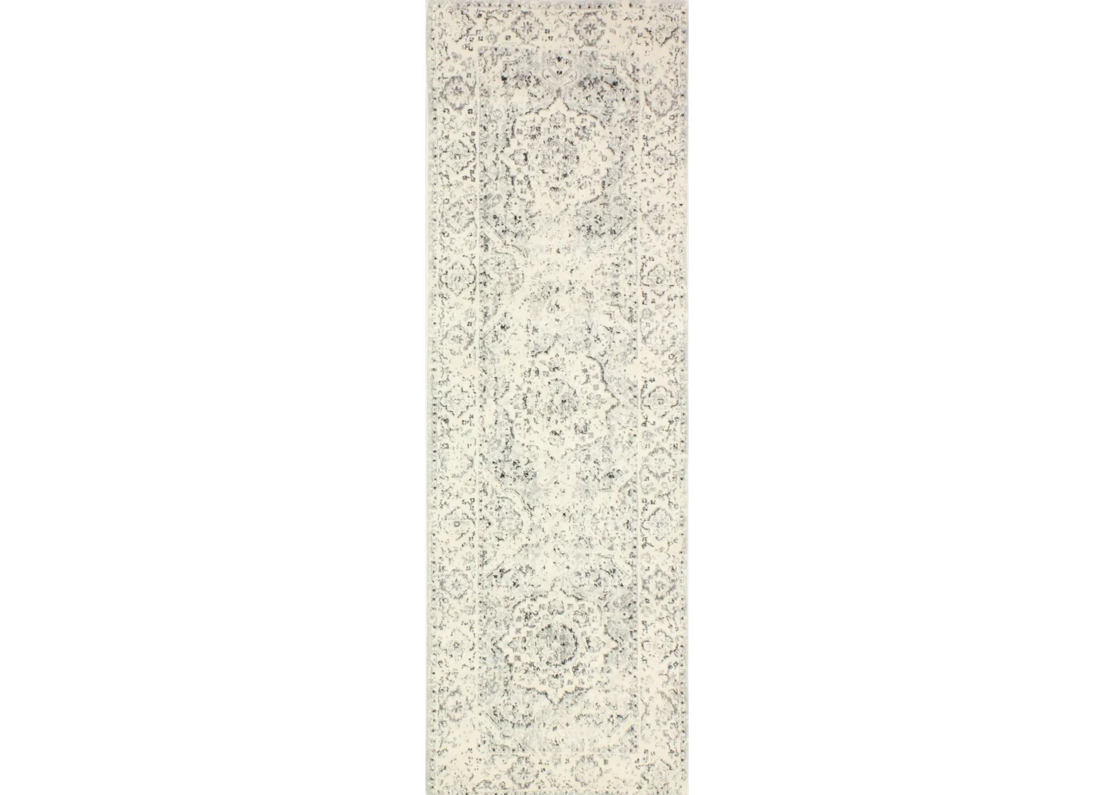 Traditional Alberta Ivory and Blue 8 Foot Runner Rug - Everek