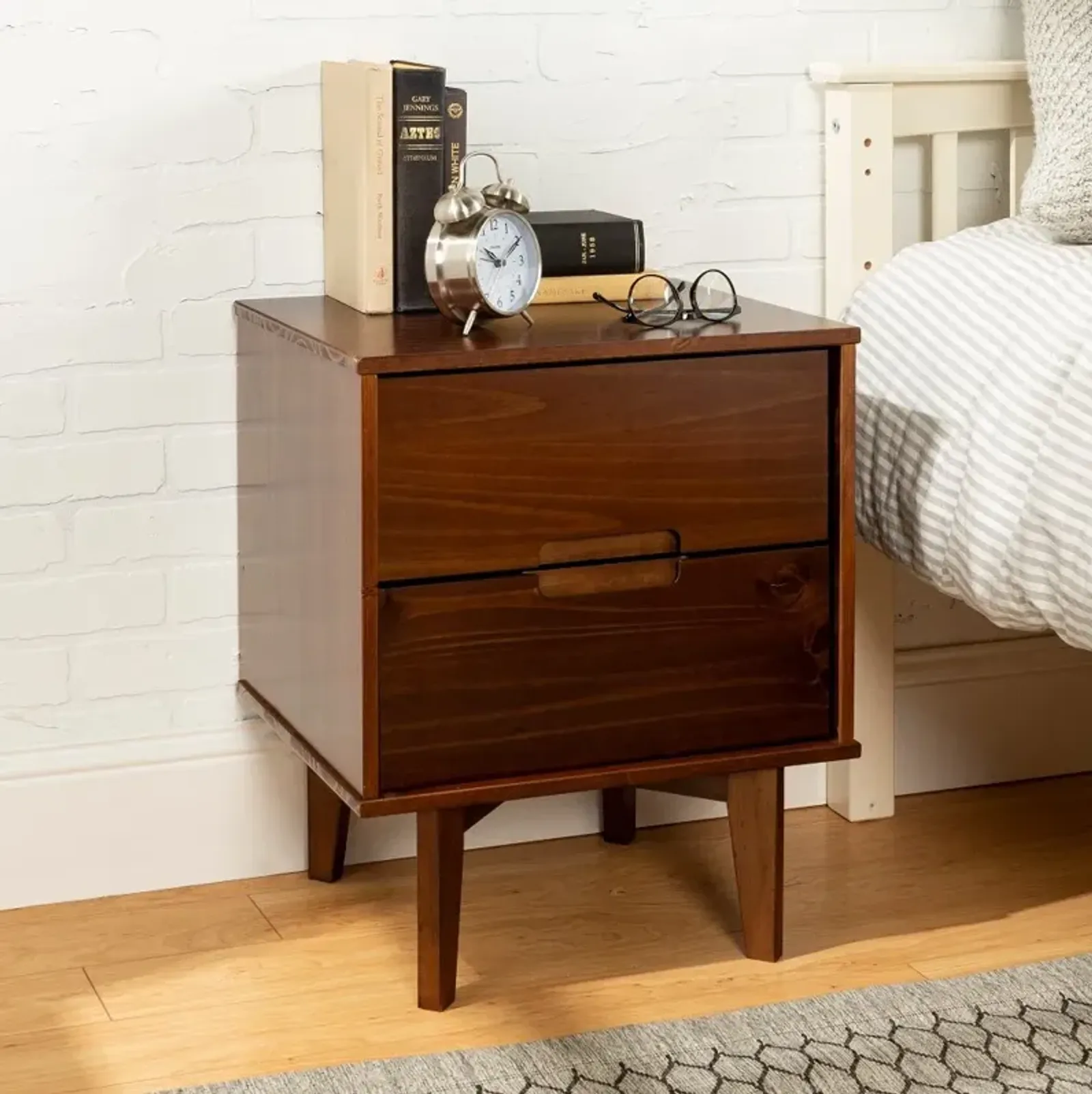 Sloane Mid-Century Modern Walnut Brown Nightstand - Walker Edison