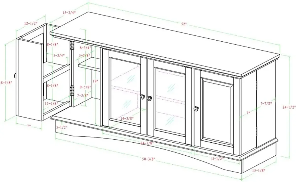52 Inch Traditional Wood TV Stand - Walker Edison