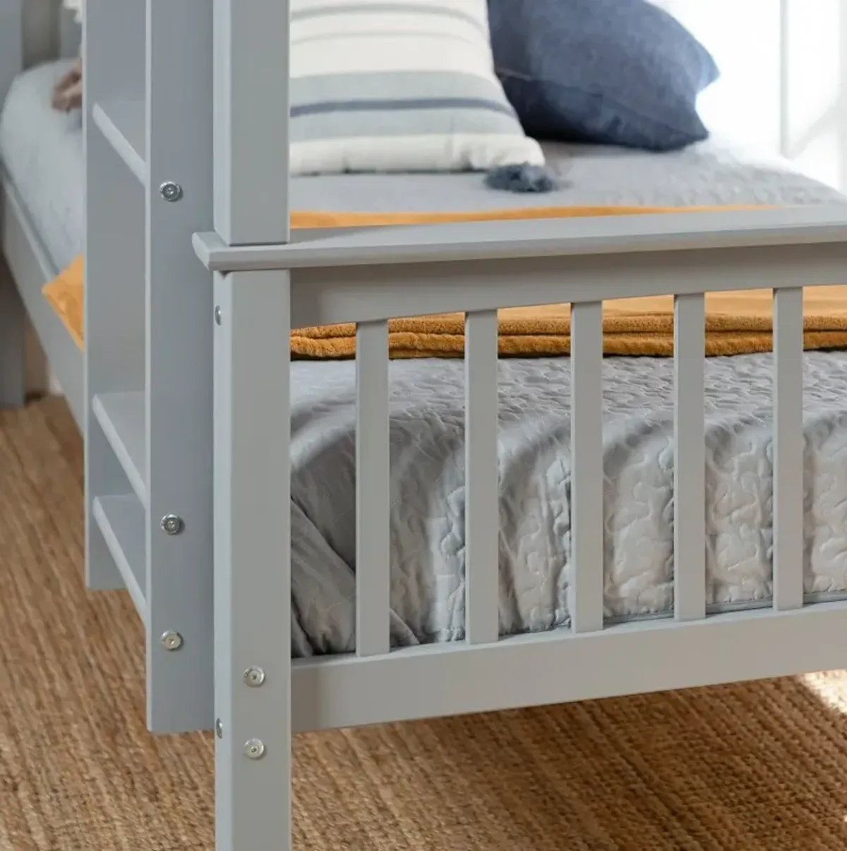 Mission Gray Twin-over-Twin Bunk Bed - Walker Edison