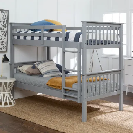 Mission Gray Twin-over-Twin Bunk Bed - Walker Edison
