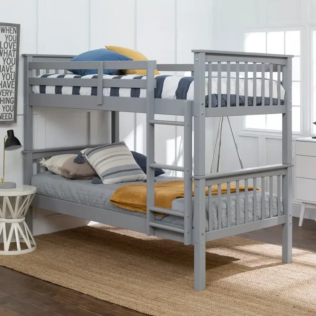 Mission Gray Twin-over-Twin Bunk Bed - Walker Edison