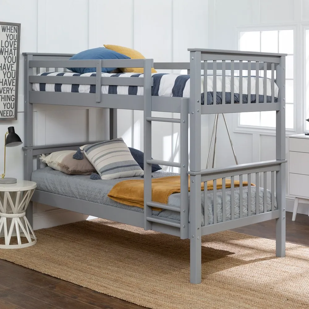 Mission Gray Twin-over-Twin Bunk Bed - Walker Edison