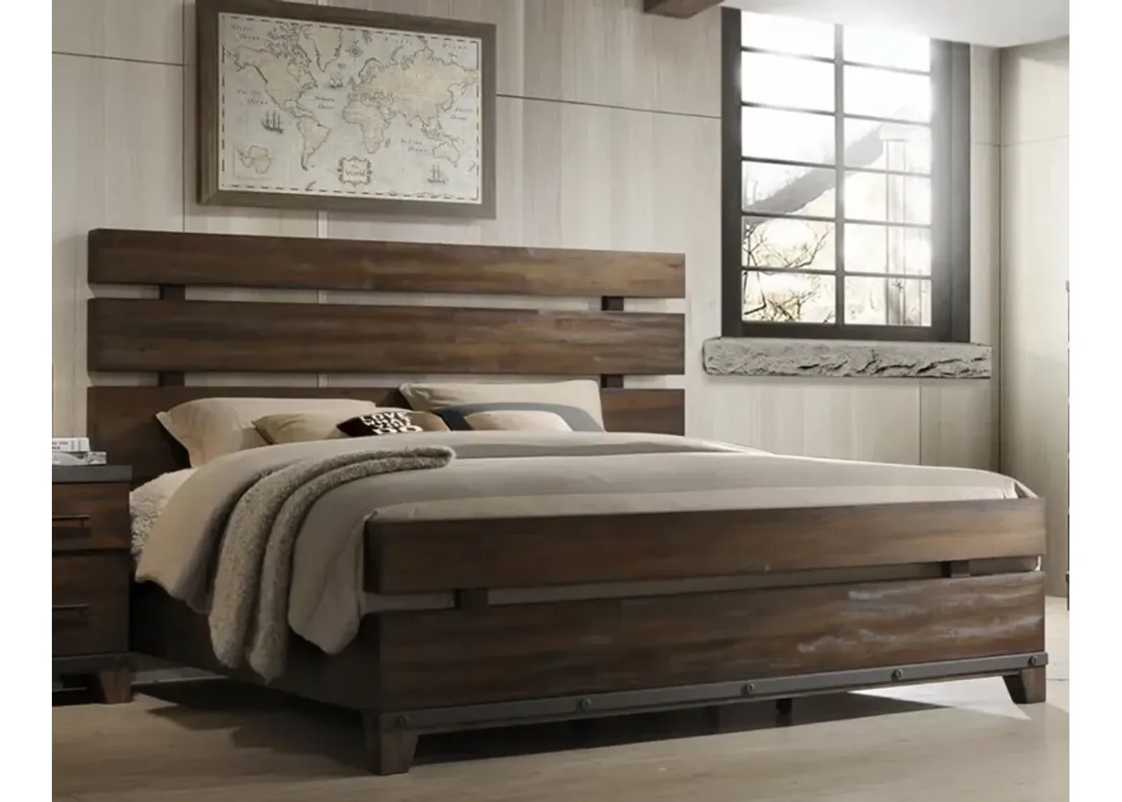 Forge Rustic Brown Queen Bed