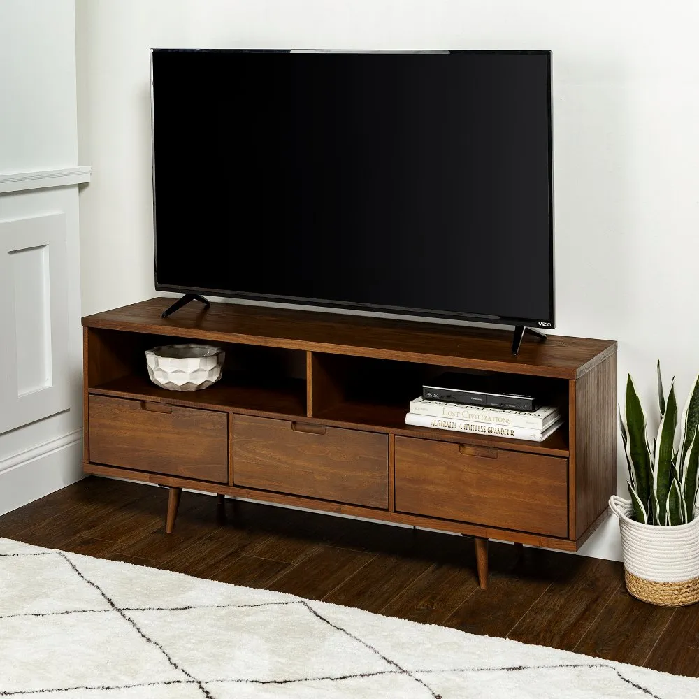 Glenn Mid-Century Walnut 58 Inch TV Stand - Walker Edison