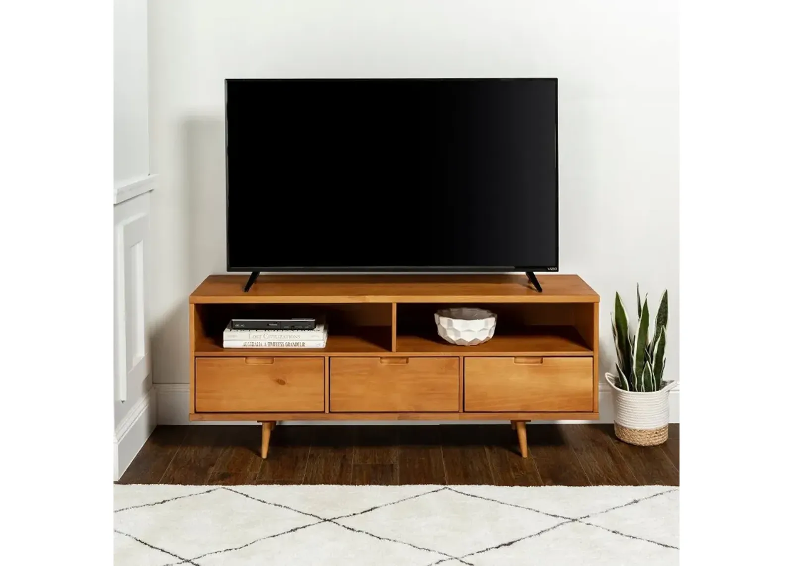 Glenn Mid Century Caramel 58 Inch TV Stand - Walker Edison