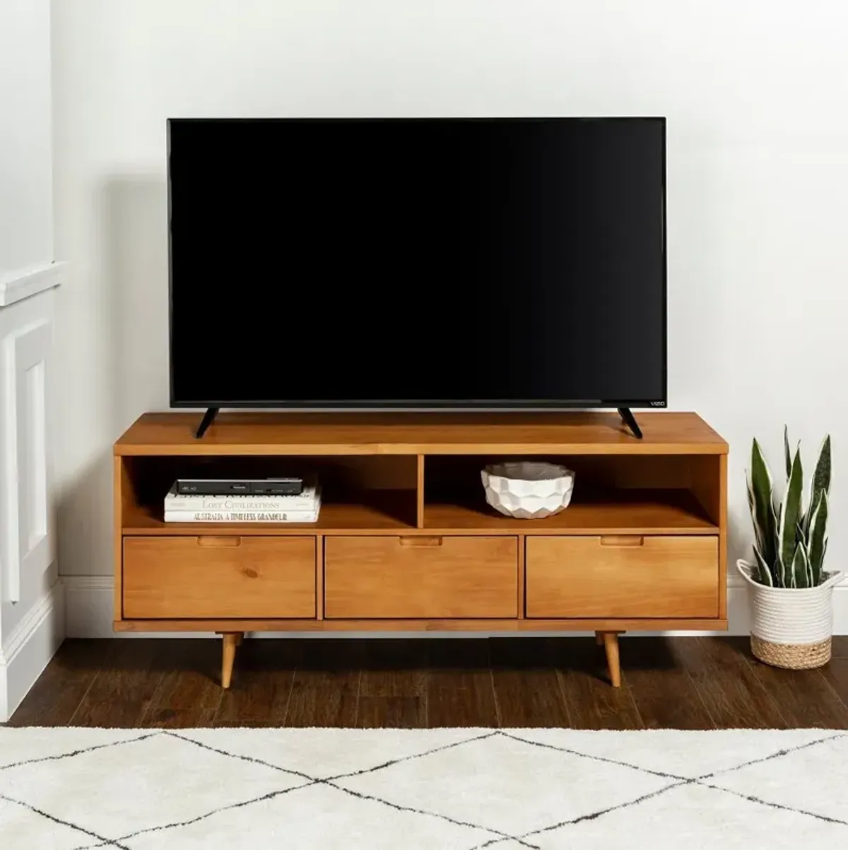 Glenn Mid Century Caramel 58 Inch TV Stand - Walker Edison