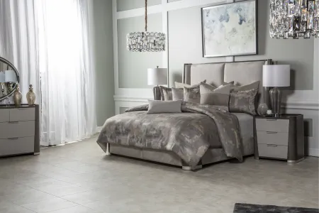 Aubrey Gray and Taupe 10 Piece King Bedding Collection