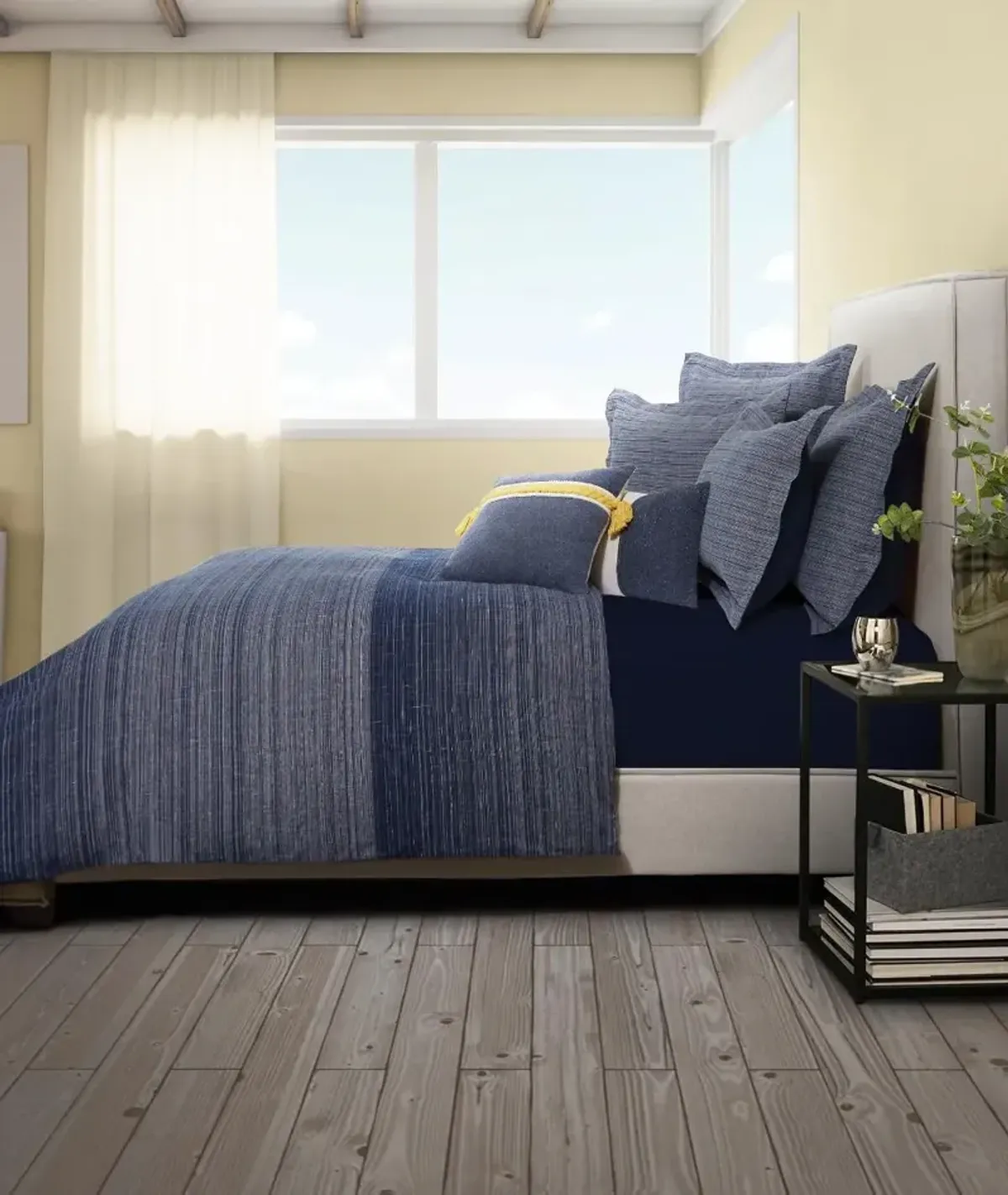 Crestwood Denim Blue Queen 7 Piece Bedding Collection