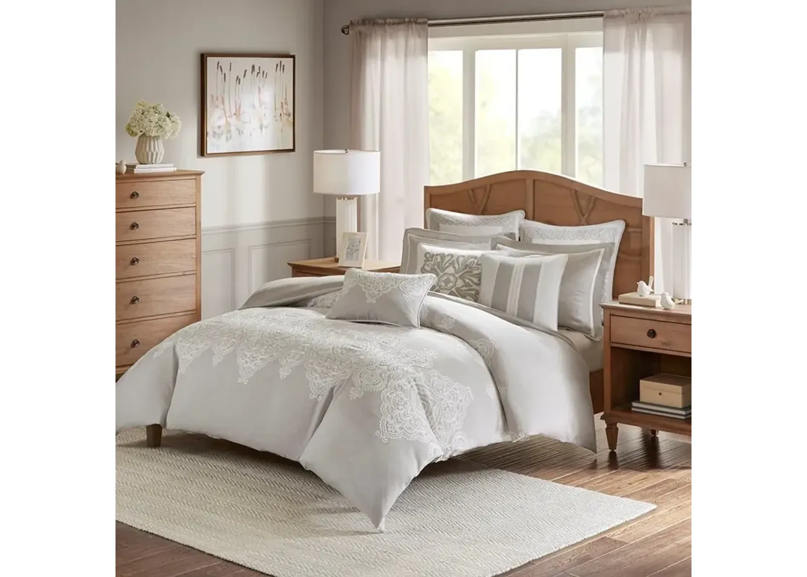 Taupe, Tan and Ivory Queen Barely There 8 Piece Bedding Collection