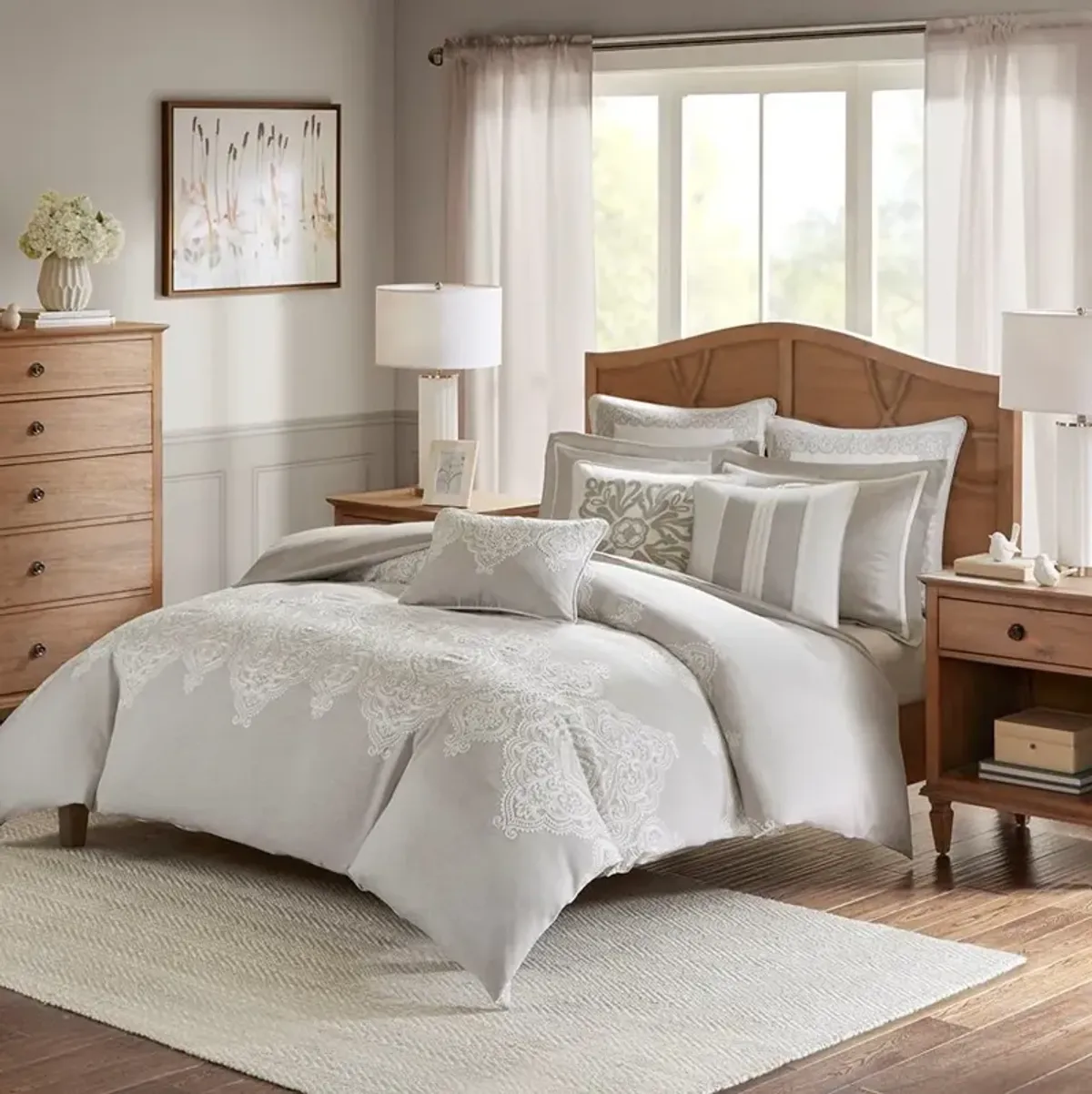 Taupe, Tan and Ivory Queen Barely There 8 Piece Bedding Collection