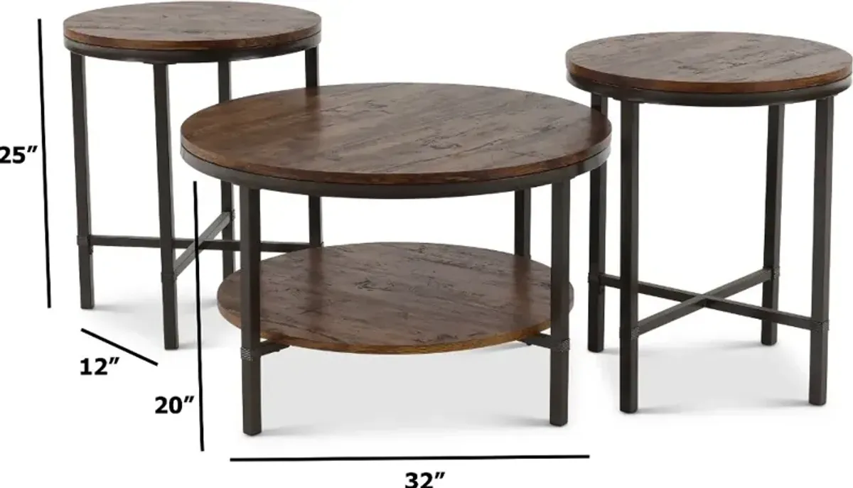 Sedona Rustic Oak Table, Set of 3