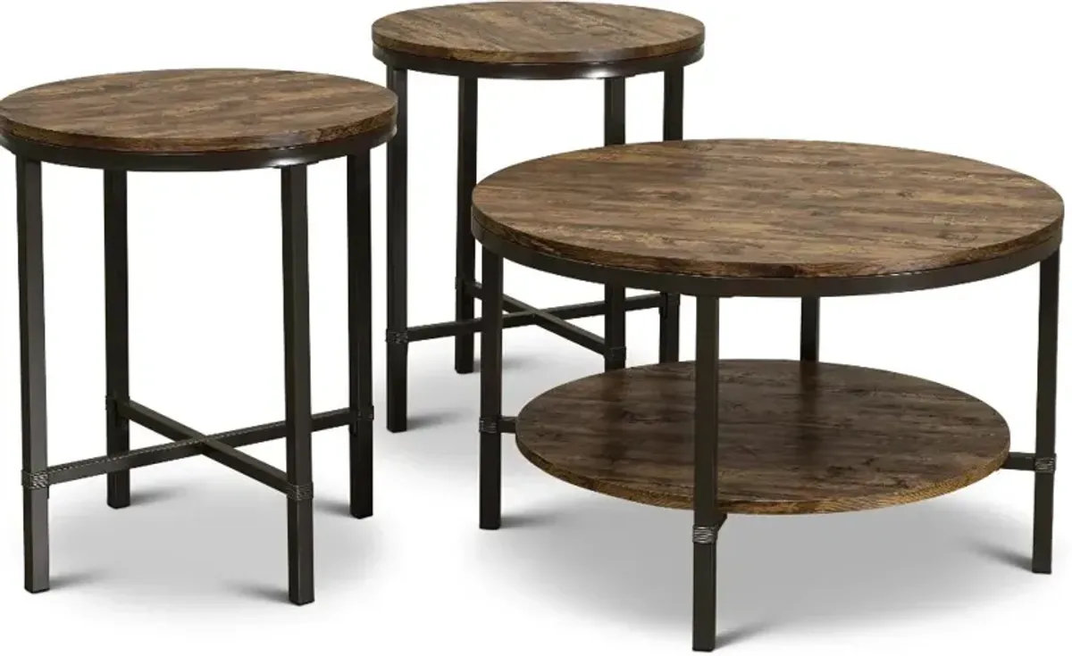 Sedona Rustic Oak Table, Set of 3