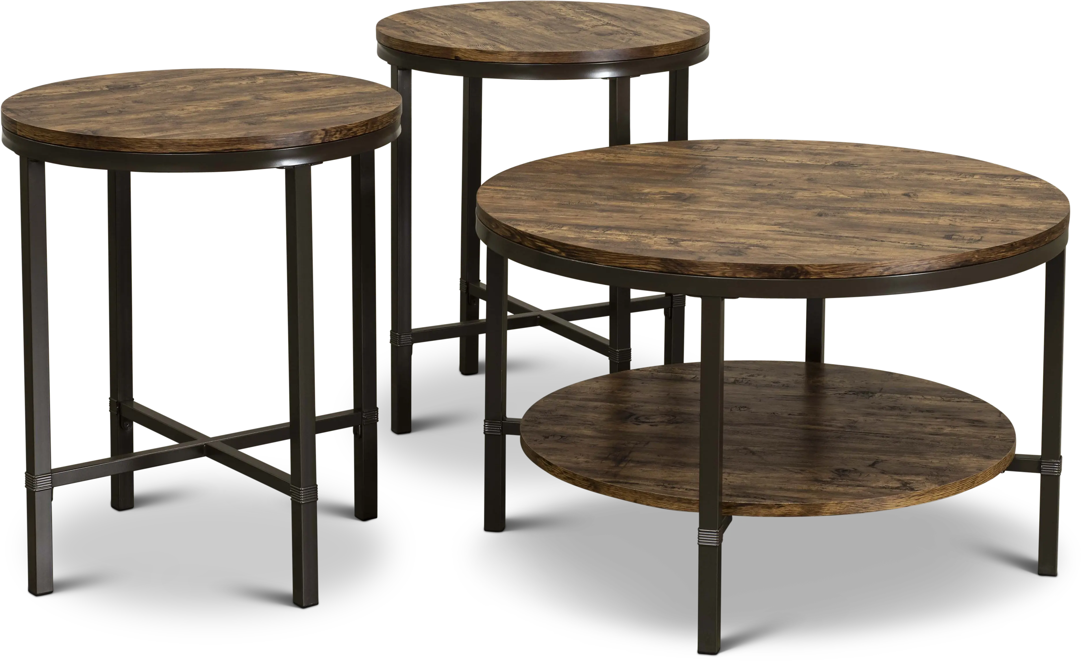 Sedona Rustic Oak Table, Set of 3