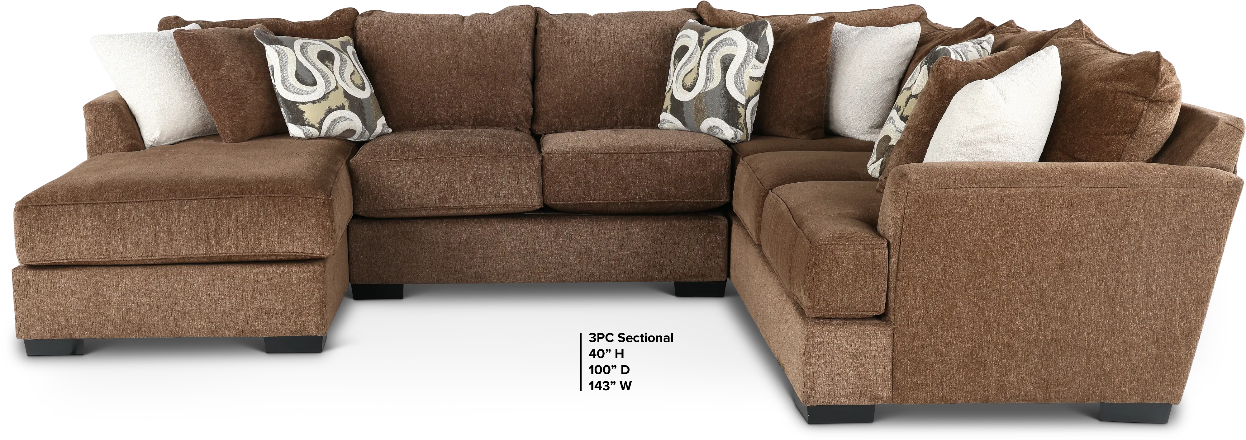 Tranquility Brown 3 Piece Sectional