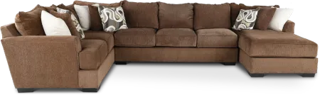 Tranquility Brown 3 Piece Sofa Bed Sectional