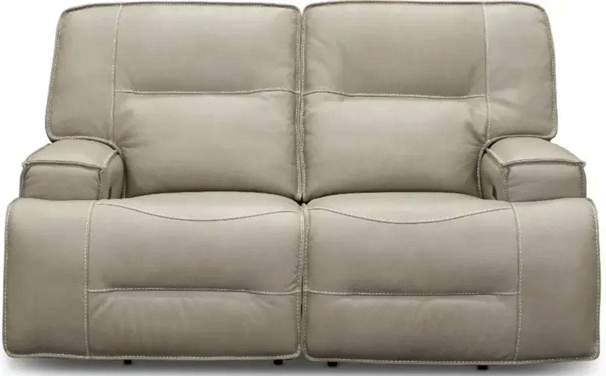 Rockies Beige Power Reclining Loveseat with Adjustable Lumbar