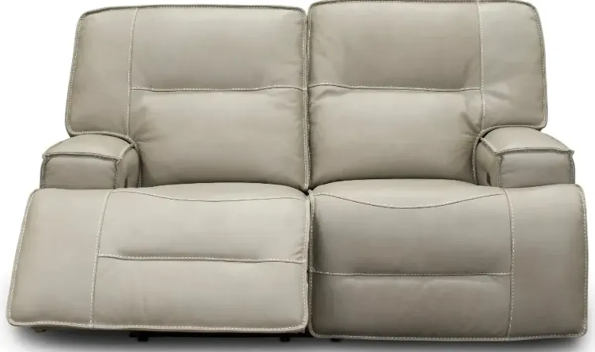 Rockies Beige Power Reclining Loveseat with Adjustable Lumbar