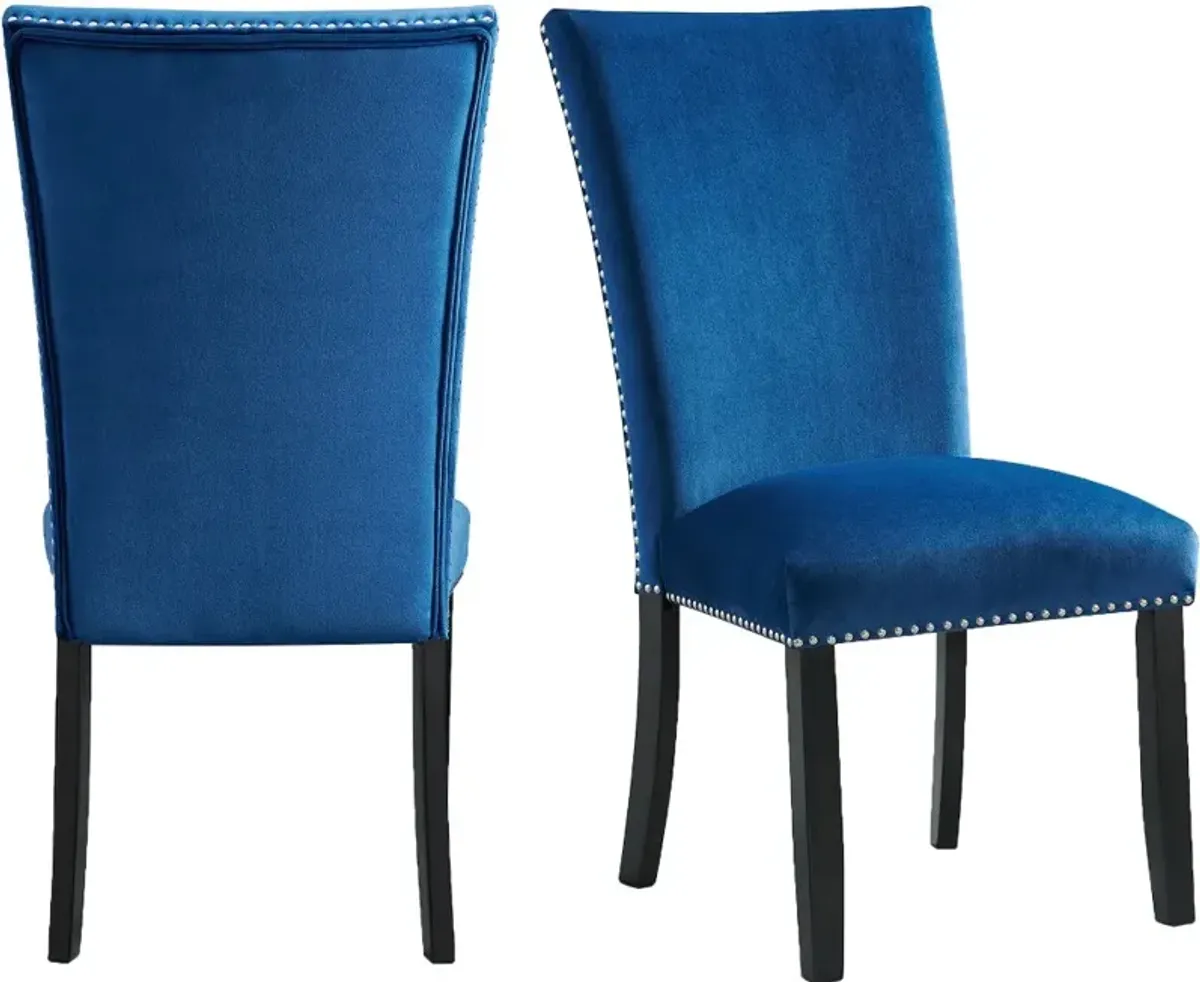 Valentino Blue Velvet Dining Chair