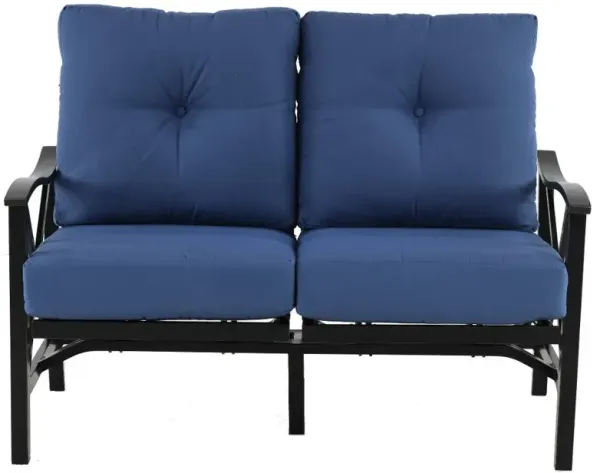 Denison Blue Rocking Patio Loveseat