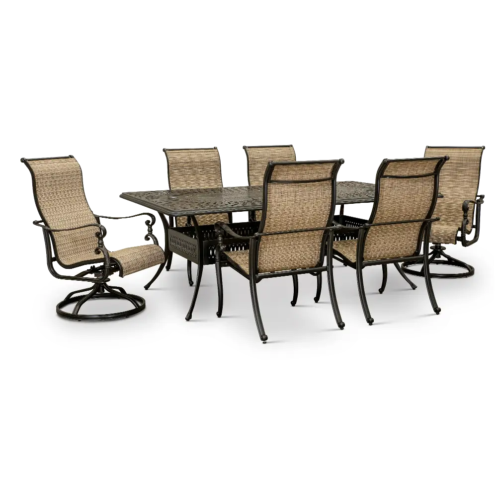Montreal Traditional Metal 7 Piece Patio Table Set