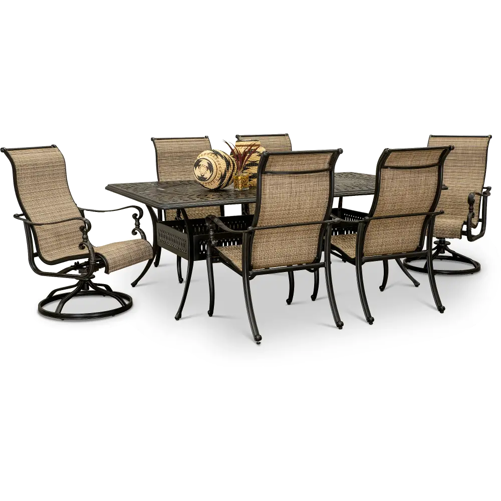 Montreal Traditional Metal 7 Piece Patio Table Set