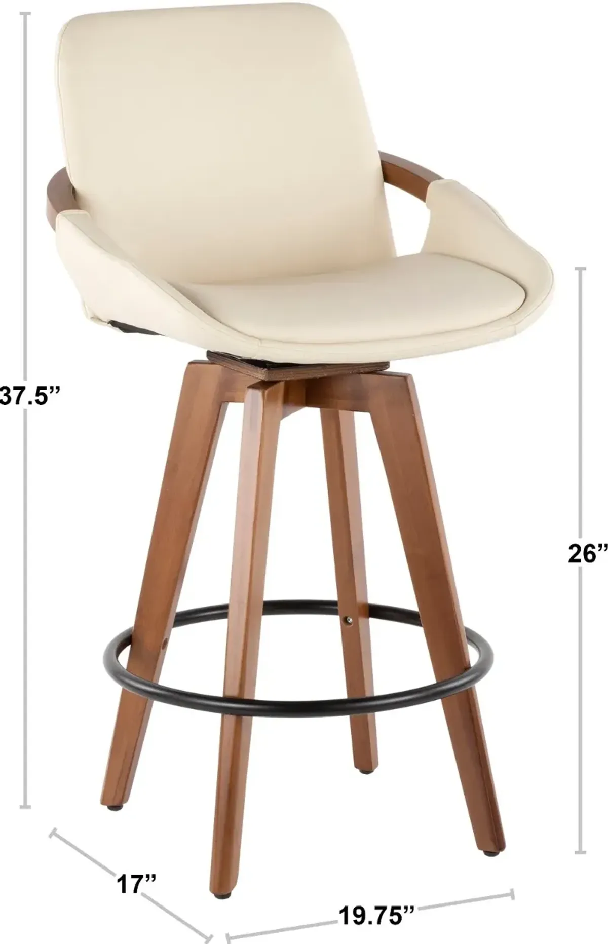 Cosmo Black and Brown Counter Height Stool