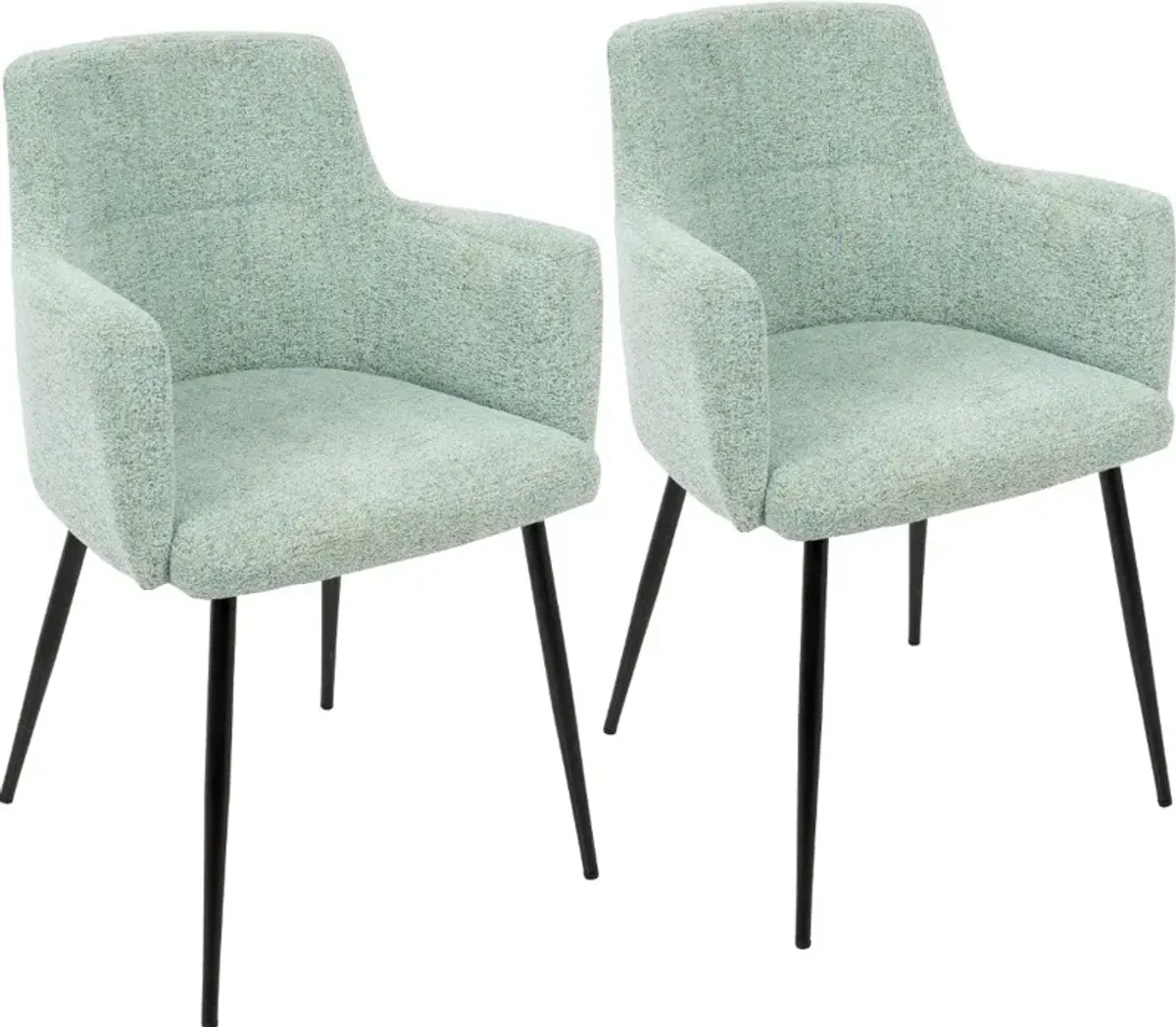 Andrew Contemporary Green and Black Dining Room Chair, Set of 2