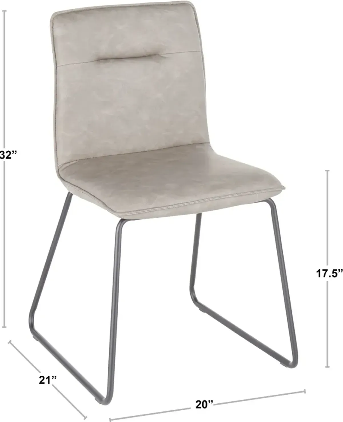 Casper Gray Faux Leather Dining Room Chair (Set of 2)