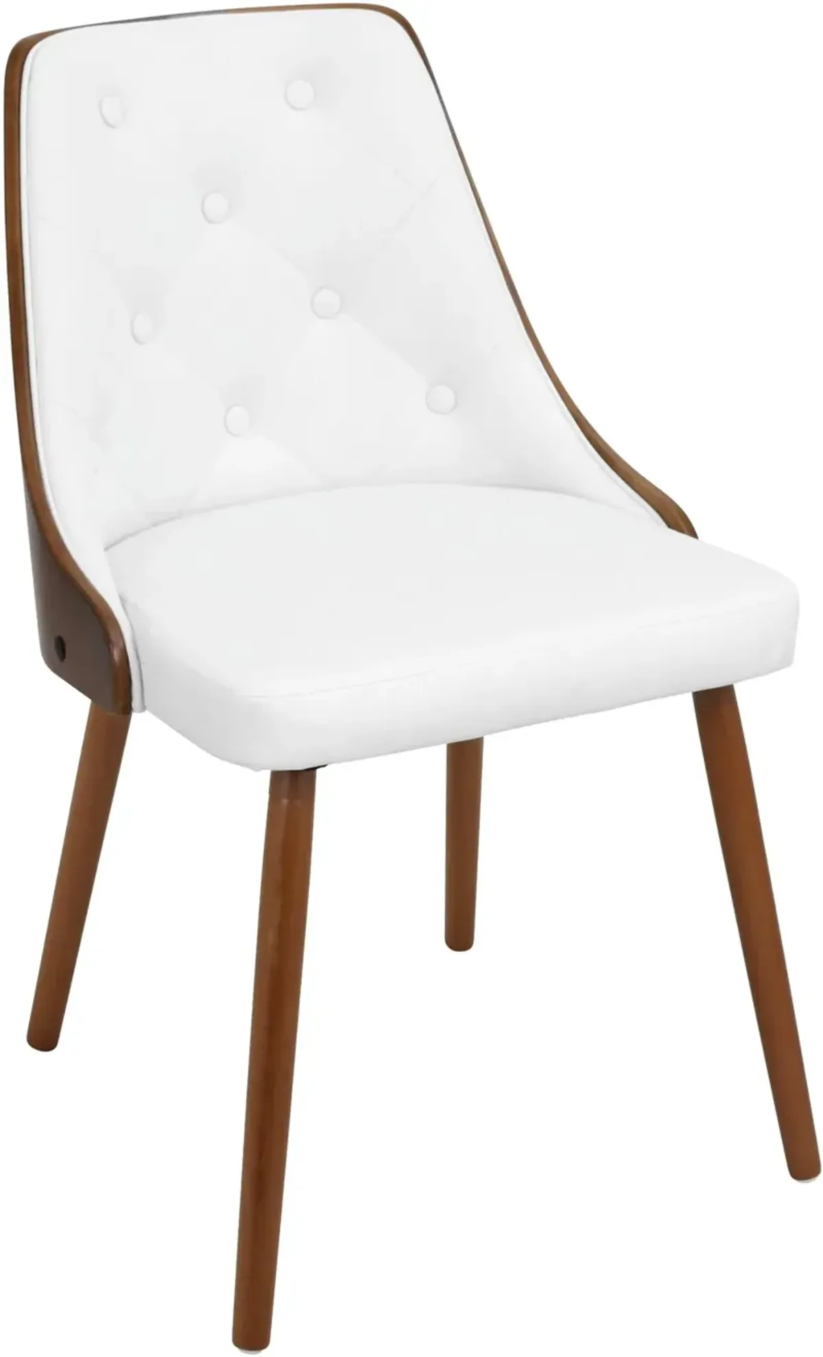 Mid Century White and Brown Faux Leather Dining Room Chair - Gianna