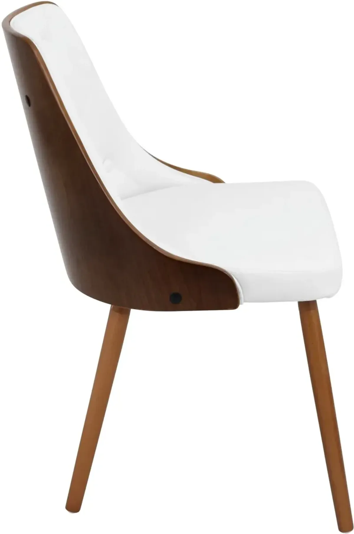 Mid Century White and Brown Faux Leather Dining Room Chair - Gianna