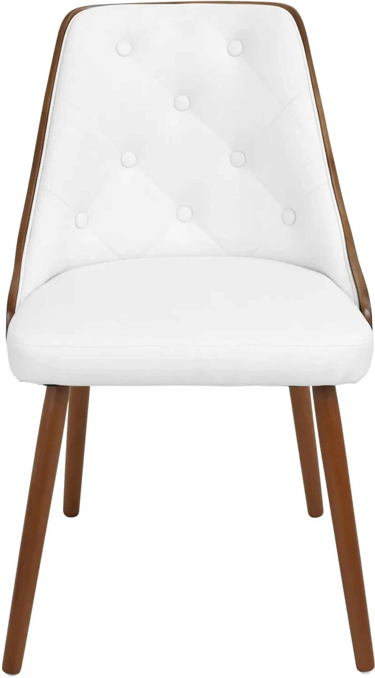 Mid Century White and Brown Faux Leather Dining Room Chair - Gianna