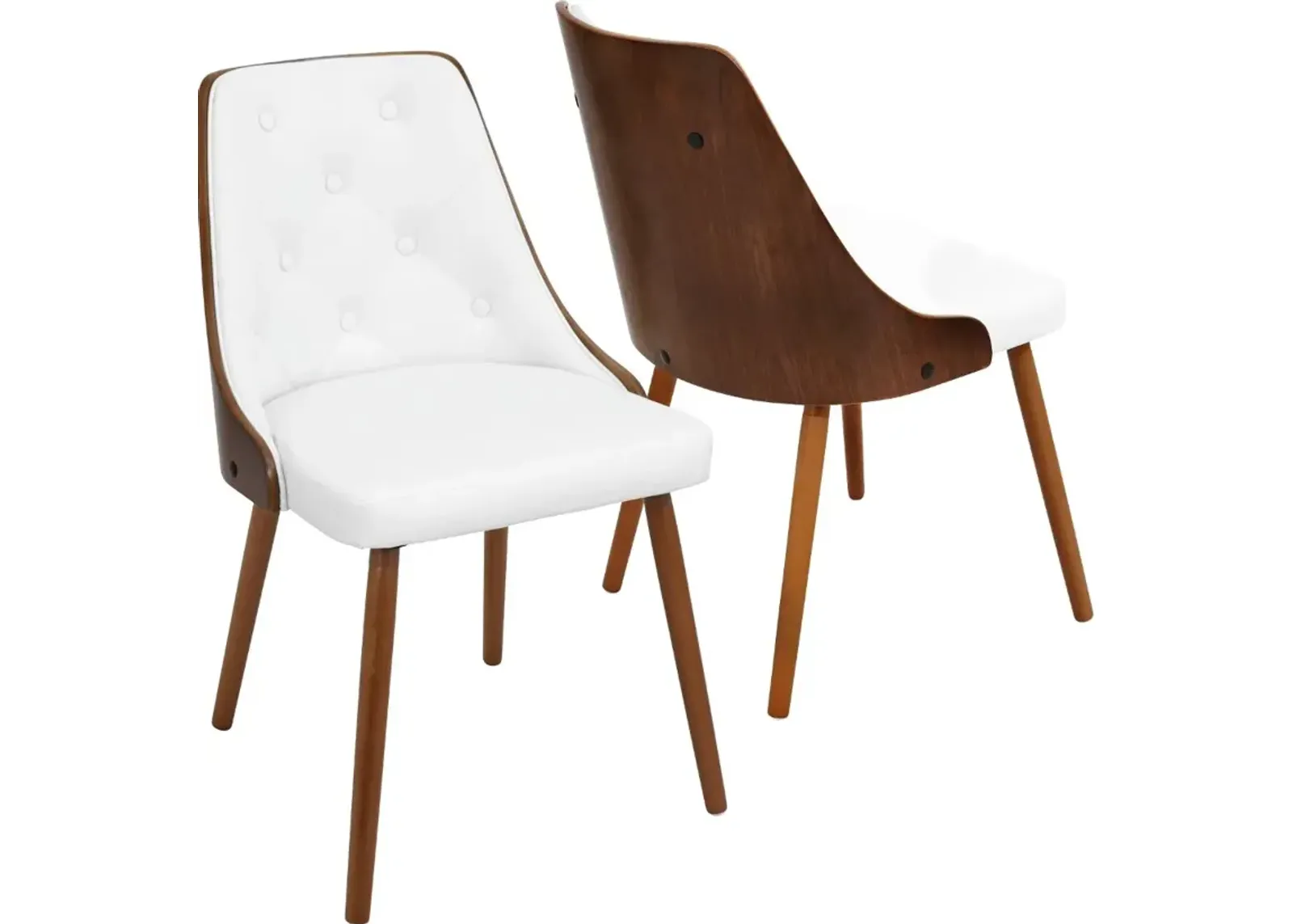 Mid Century White and Brown Faux Leather Dining Room Chair - Gianna