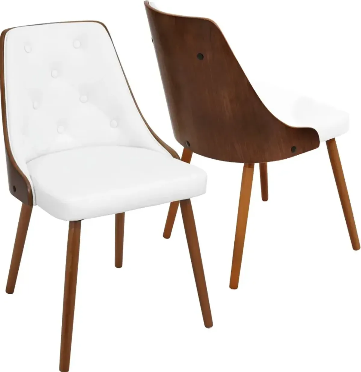 Mid Century White and Brown Faux Leather Dining Room Chair - Gianna